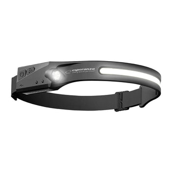 Schwarze Esperanza EOT067 240LM Stirnlampe mit LED Licht und verstellbarem Band.
