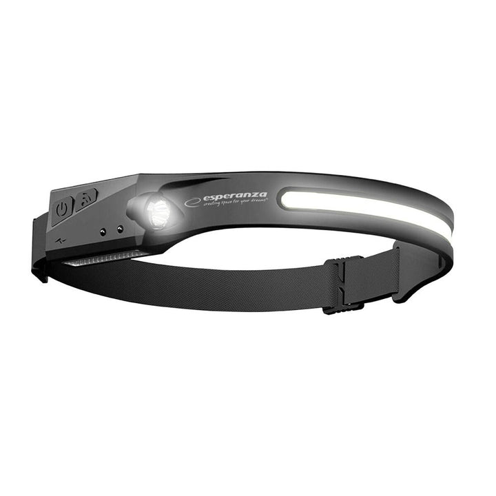Schwarze Esperanza EOT067 240LM Stirnlampe mit LED Licht und verstellbarem Band.