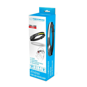 Esperanza EOT067 Stirnlampe mit 2 Leuchten, 4 Modi, kontaktlosem Schalter und 1200mAh Akku.