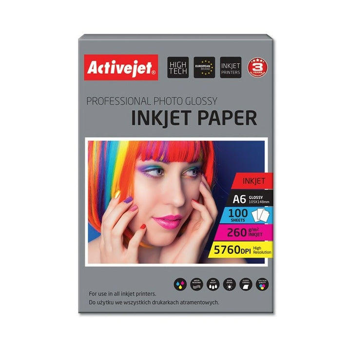 Activejet A6 Glanz Fotopapier, 100 Blatt, für Tintenstrahldrucker - homely Family Shop