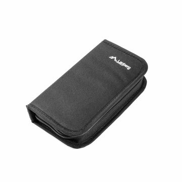 Schwarze Lanberg NT-0301 Crimpzange im Etui mit Reißverschluss und Lanberg Logo.