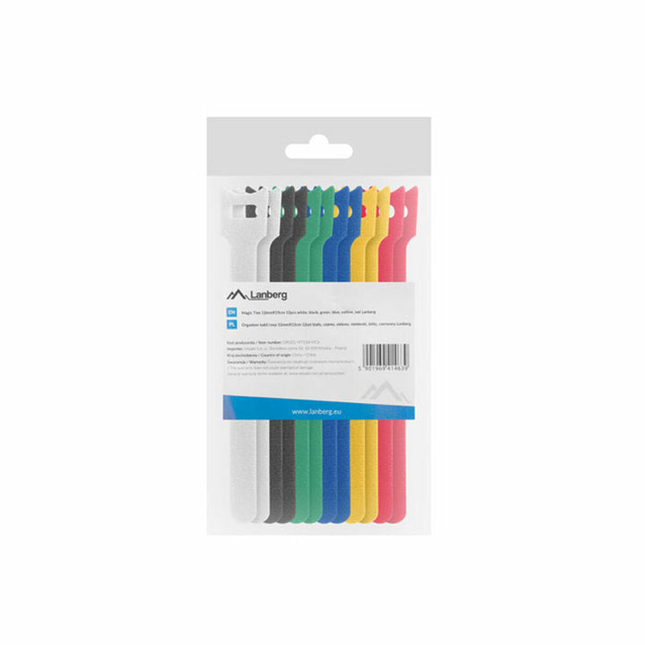 Lanberg ORG01-MT150-MC6 Kabelbinder mit Klettverschluss in verschiedenen Farben im Paket.