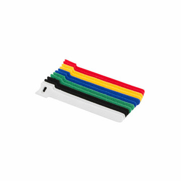 Lanberg Kabelbinder mit Klettverschluss in Weiß, Schwarz, Grün, Blau, Gelb und Rot.