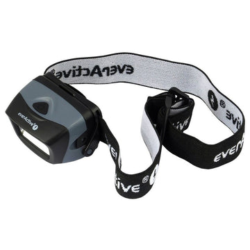Graue EverActive HL150 Stirnlampe mit verstellbarem Riemen. 150 Lumen Taschenlampe.