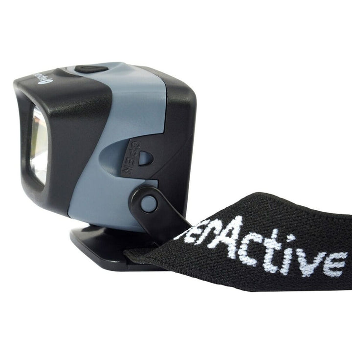 EverActive HL150 Taschenlampe mit verstellbarem, schwarzen Kopfband für freihändiges Licht.
