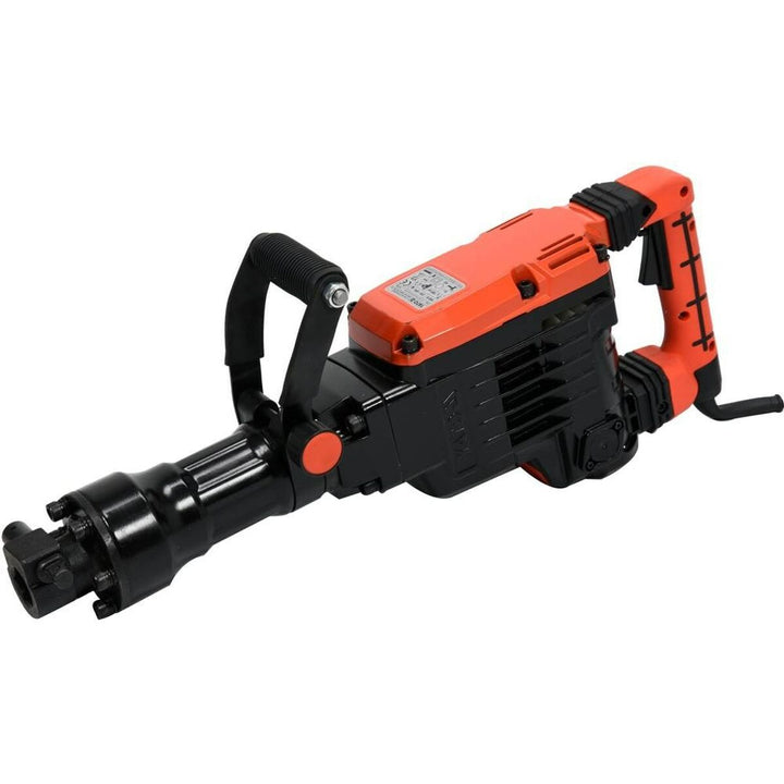 Oranger und schwarzer Abbruchhammer Yato YT-82002 mit D-Griff. Ein 1600-W-Werkzeug für den Abbau.