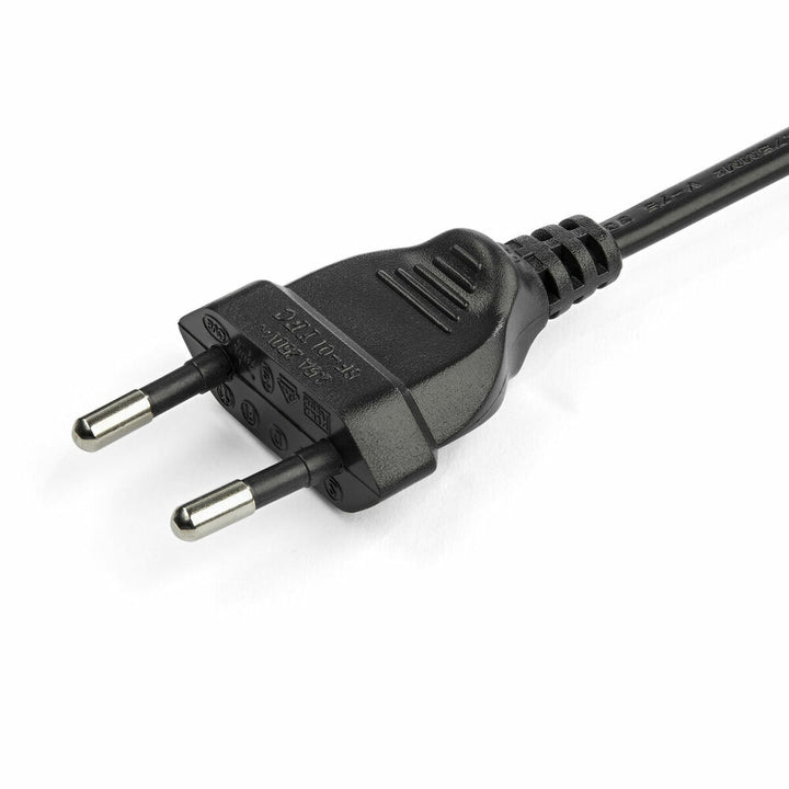 Schwarzes Startech Stromkabel mit Eurostecker und robustem Kabel.