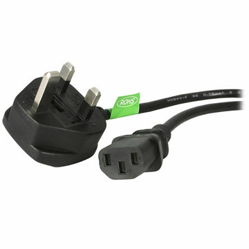 Schwarzes Startech Stromkabel mit UK Stecker und Buchse, 1 Meter Power Lead.