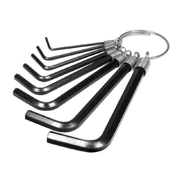 Schwarzes Inbusschlüsselset (9-teilig) von Jetech Tool mit Größen von 1,5 bis 10 mm auf einem Metallring.