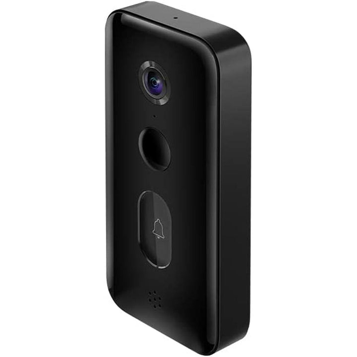 Schwarze Xiaomi Smart Doorbell 3 mit Kamera und Klingelsymbol für elektrische Türkommunikation.