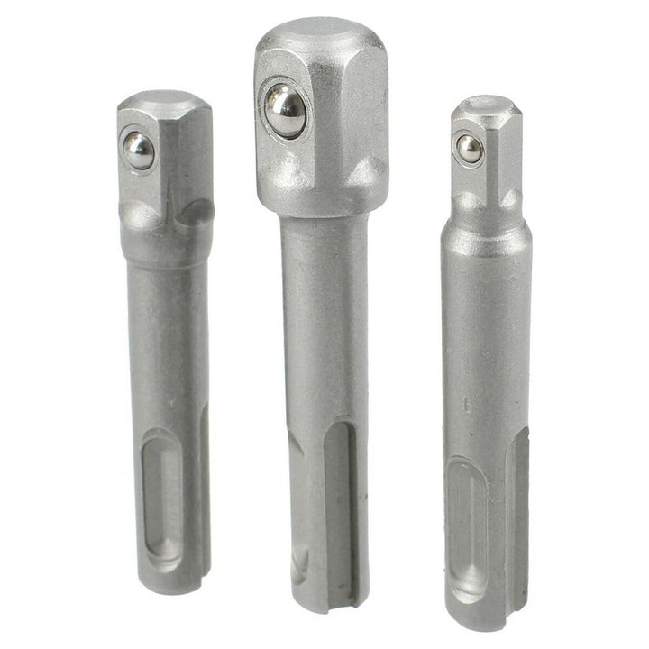 Silberne SDS Plus Adapter 1/4, 3/8, 1/2 Zoll mit gehärtetem Stahl für Bohrmaschinen.
