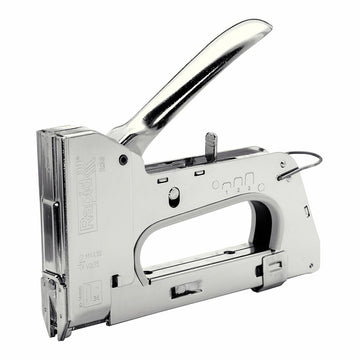Silberner Rapid r36 Kabel Hefter mit sichtbarem Griff und Kabeleinführungsbereich.