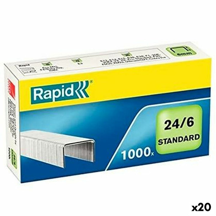 Rapid 24/6 Heftklammern, 6 mm, im Karton. Silberne Standard Heftklammern.