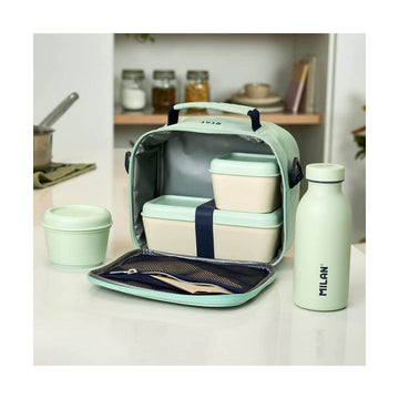 Grüne Milan Lunchbox mit Lebensmittelbehälter und Flasche - homely Family Shop