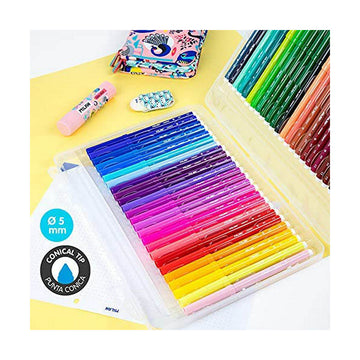 Milan Peacock Filzstifte Set in Aktentasche. Viele Farben und konische Spitzen.