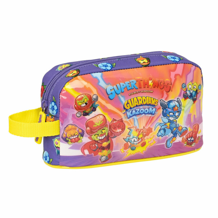 Lila gelbe SuperThings Thermo-Vesperbox mit Charakteren - homely Family Shop