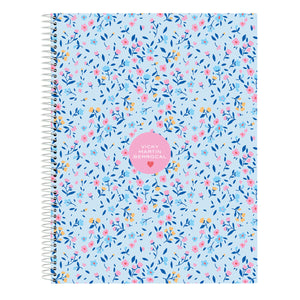 Vicky Martín Berrocal Notizbuch A4 mit blau rosa Blumenmuster - homely Family Shop