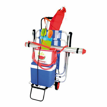 Aktive Mehrzweckwagen für Strand mit Kühlbox, Stuhl und Spielzeug. Ideal für den Strand!