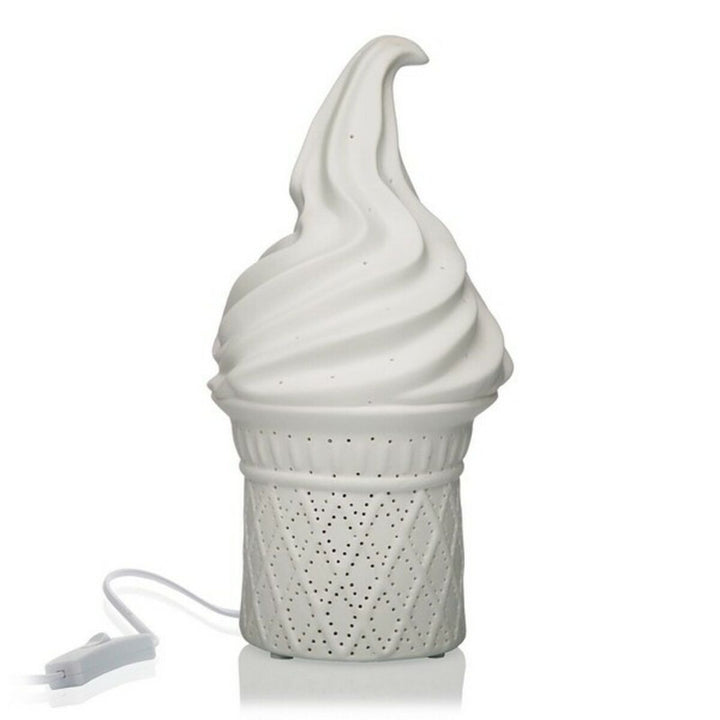 Weiße Tischlampe in Eisform, 25W Porzellan mit durchbrochenem Waffelmuster für stimmungsvolles Licht.
