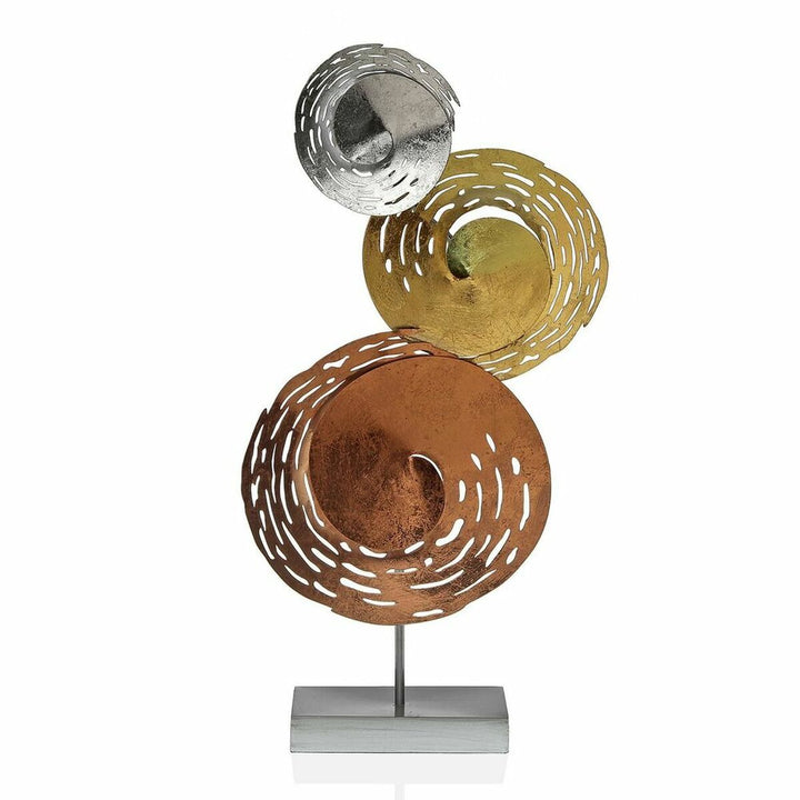 Deko-Figur aus Metall mit Wirbeln in Silber, Gold und Kupfer.