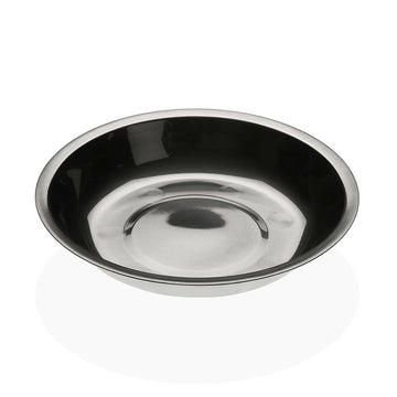 Silberne Schüssel aus Edelstahl mit reflektierender Oberfläche.