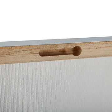 Detailansicht: Rückseite Bild Versa Sturm. Kiefer Rahmen und Leinwand mit Aufhängung.