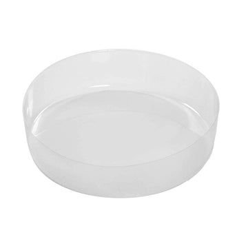 Klarer, runder Tropfenfänger für Regenschirmständer, transparentes Design.