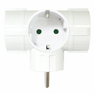 Weißer Steckeradapter mit 3 Ausgängen. Silver Electronics Adapter für 220V.