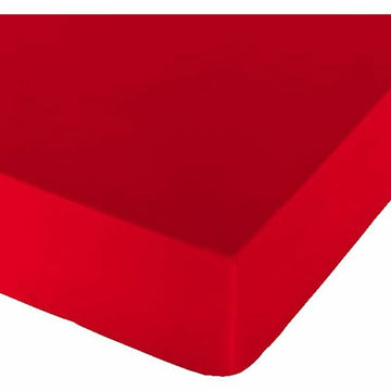 Rotes Spannbetttuch ohne Muster. Naturals Spannbetttuch.