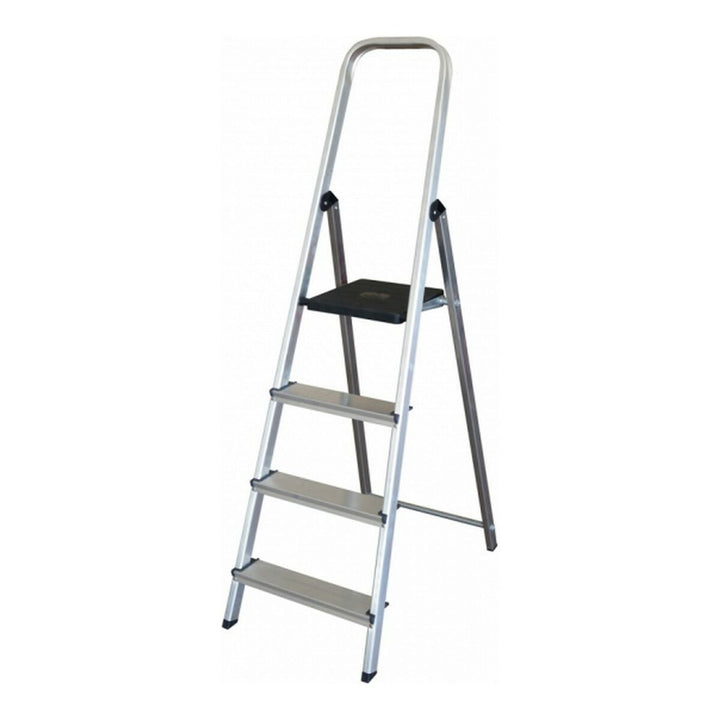 Altipesa 304N Aluminium Leiter mit vier Stufen und schwarzer Plattform.