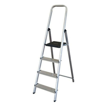 4-stufige Klappleiter aus Aluminium mit Trittfläche für sicheren Stand.