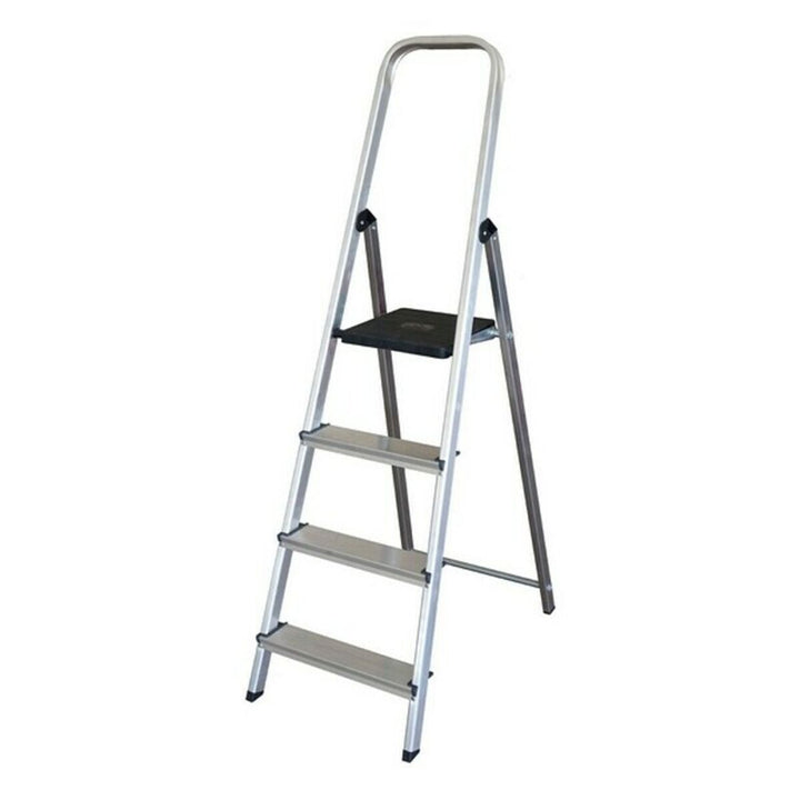 4-stufige Klappleiter aus Aluminium mit Trittfläche für sicheren Stand.