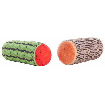 Dekorative Kissen: Wassermelone und Baumstamm Design, 36x16 cm. Einzigartige Kissen für Zuhause.