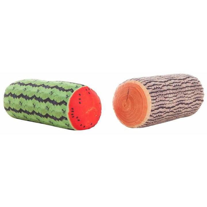 Dekorative Kissen: Wassermelone und Baumstamm Design, 36x16 cm. Einzigartige Kissen für Zuhause.