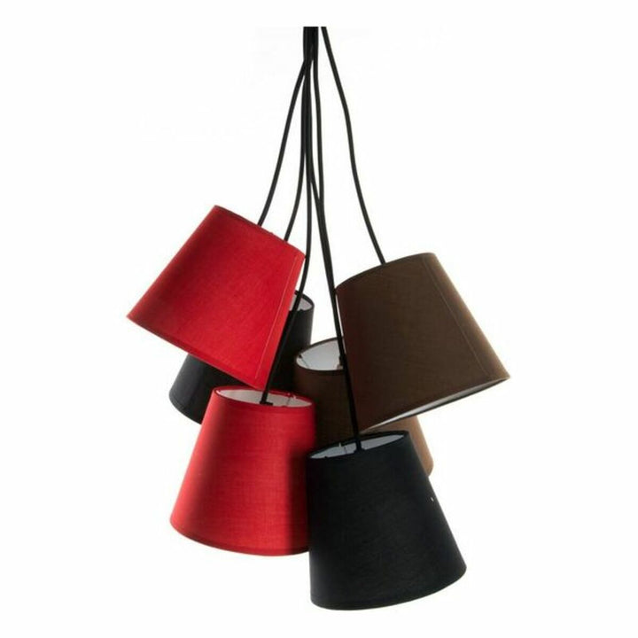 DKD Home Decor Deckenlampe mit Stoff Schirmen in Rot, Schwarz und Braun - homely Family Shop