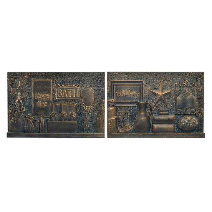 Kupfer Wanddekoration mit Bad- und Wohnthemen von DKD Home Decor - homely Family Shop