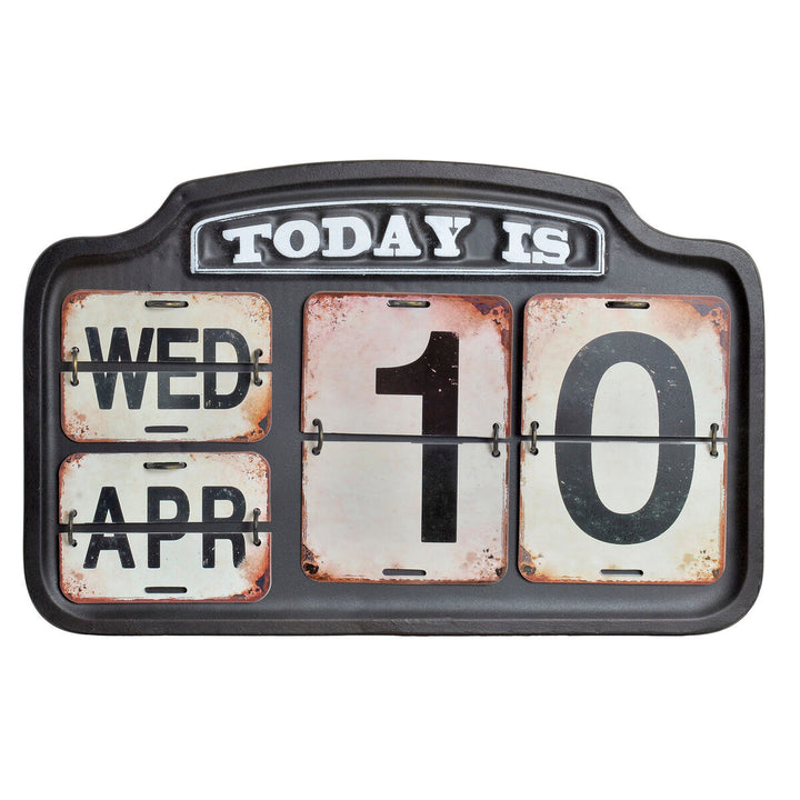 DKD Home Decor Metall Kalender mit Datumsanzeige in Schwarz und Weiß - homely Family Shop