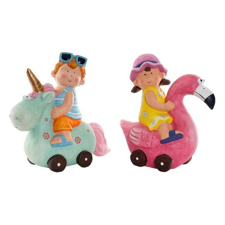 DKD Home Dekor Kinderfiguren: Junge auf Einhorn, Mädchen auf Flamingo - homely Family Shop