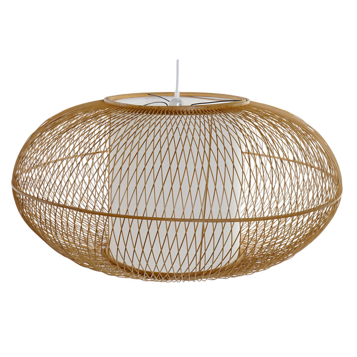 DKD Home Decor Deckenlampe aus Bambus mit weißem Schirm - Homely Family Shop