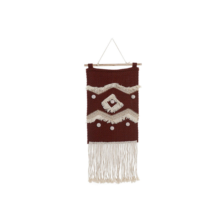 Rote Wanddekoration im Boho-Stil mit Quasten und Naturmaterialien - Homely Family Shop