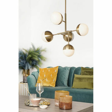 Moderne Deckenlampe aus Goldmetall mit Kristallkugeln - Homely Family Shop