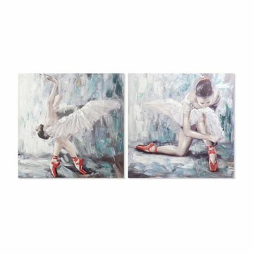 DKD Home Decor Leinwand mit Ballerina in Grau und Blau auf Holz - Homely Family Shop