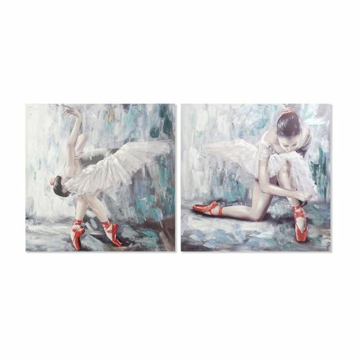 DKD Home Decor Leinwand mit Ballerina in Grau und Blau auf Holz - Homely Family Shop