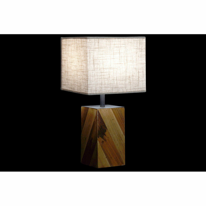 DKD Home Decor Tischlampe mit Holzfuß und beigem Schirm - homely Family Shop