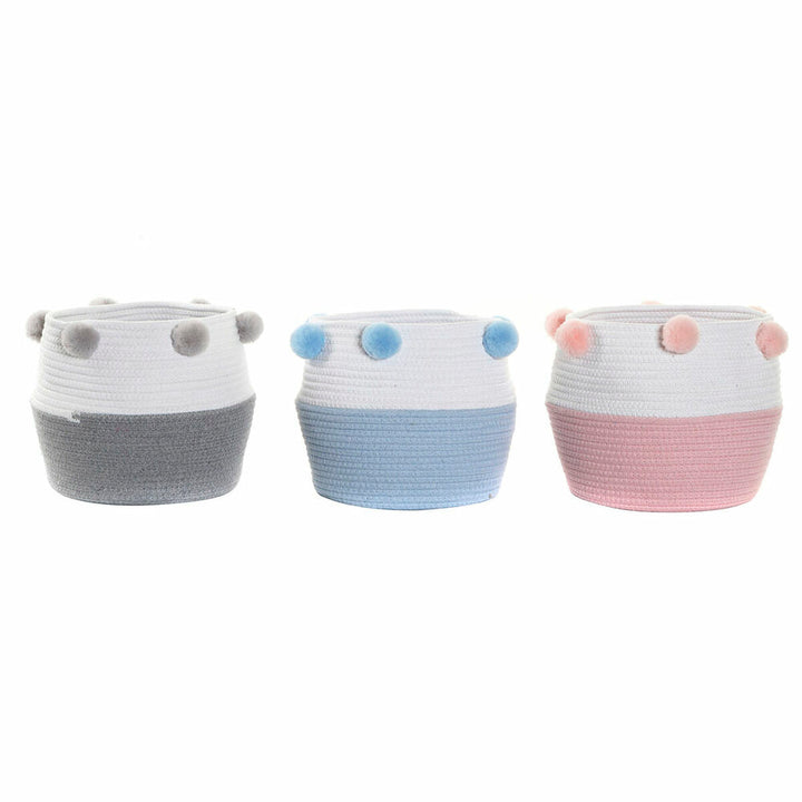 DKD Home Decor Körbe mit Bommeln in Grau, Blau und Rosa - homely Family Shop