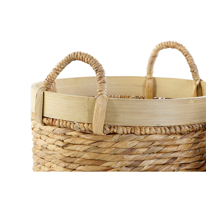 Detailaufnahme des Bambus Korb-Sets mit Griffen - Homely Family Shop