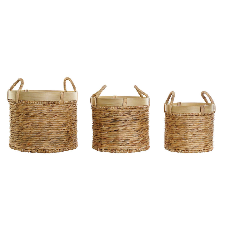 DKD Home Deko Korb-Set aus Bambus und Binsen mit tropischem Design - homely Family Shop