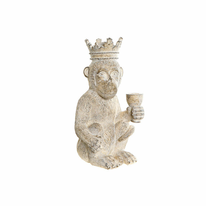 Weiße Deko-Figur Affe mit Krone aus Harz für tropisches Dekor - homely Family Shop