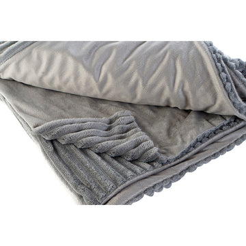 Graue DKD Home Decor Decke (150x200 cm) mit weicher, strukturierter Oberfläche.