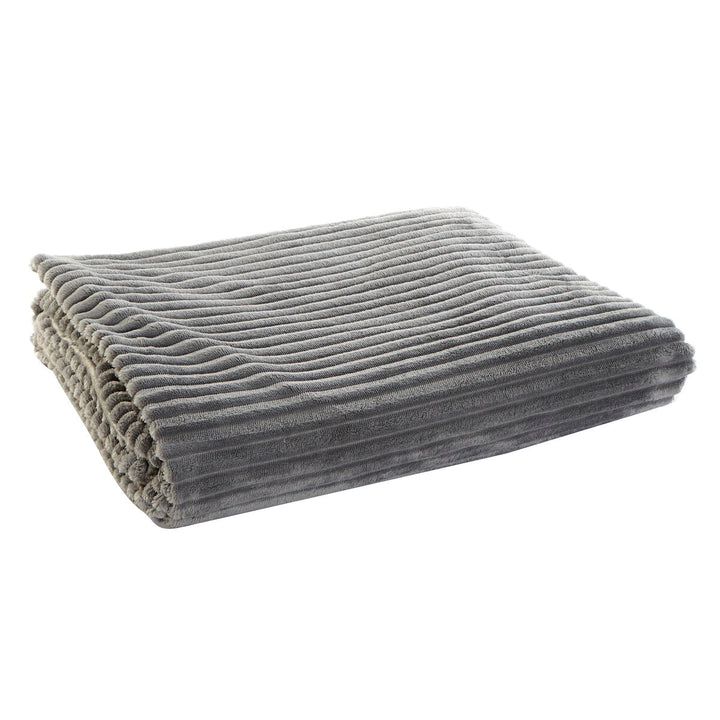 Graue DKD Home Decor Decke mit Rippenstruktur, 150 x 200 cm.